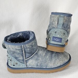 UGG Mini Studded Bling Boot - Light Denim -  Swarovski Crystals